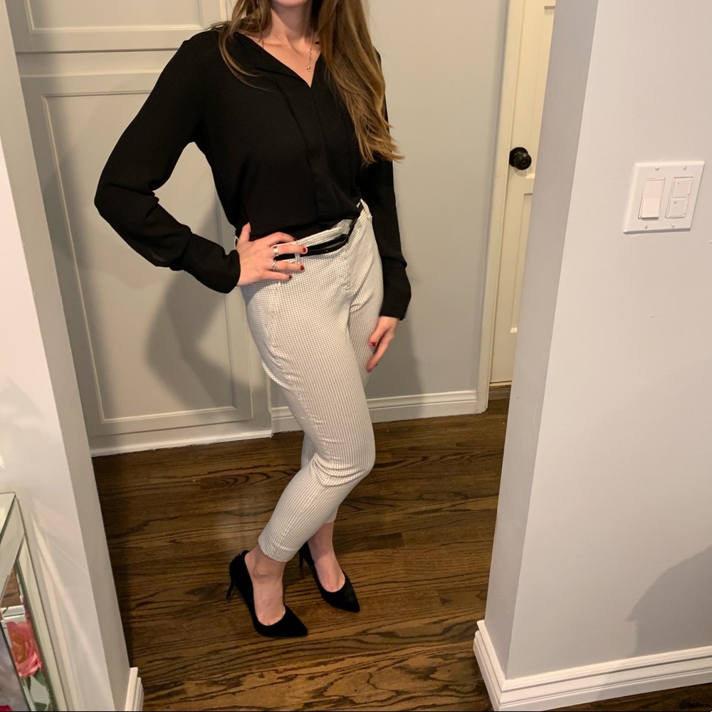 The Limited White and black checkered trousers